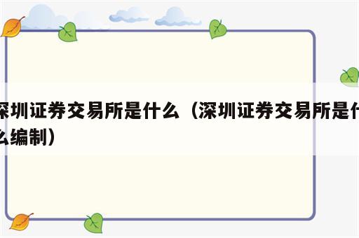 深圳证券交易所是什么（深圳证券交易所是什么编制）