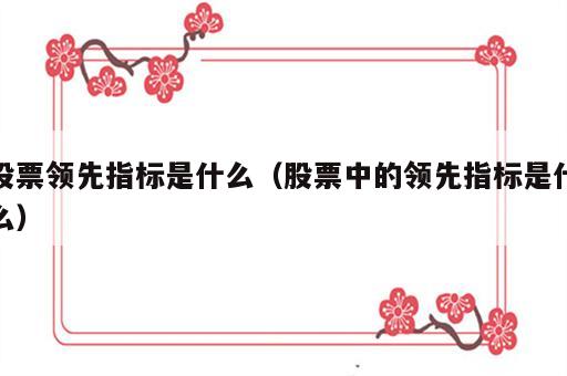 股票领先指标是什么（股票中的领先指标是什么）