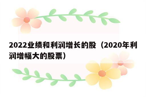 2022业绩和利润增长的股（2020年利润增幅大的股票）