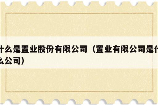 什么是置业股份有限公司（置业有限公司是什么公司）