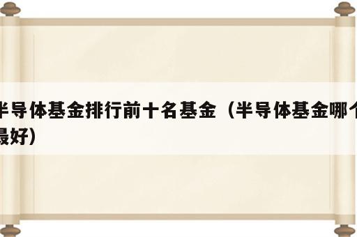 半导体基金排行前十名基金（半导体基金哪个最好）