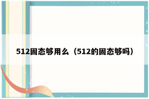 512固态够用么（512的固态够吗）