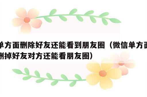 单方面删除好友还能看到朋友圈（微信单方面删掉好友对方还能看朋友圈）
