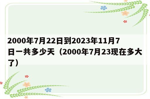 2000年7月22日到2023年11月7日一共多少天（2000年7月23现在多大了）