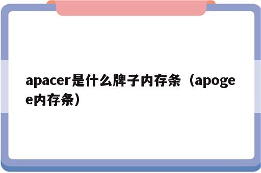 apacer是什么牌子内存条（apogee内存条）