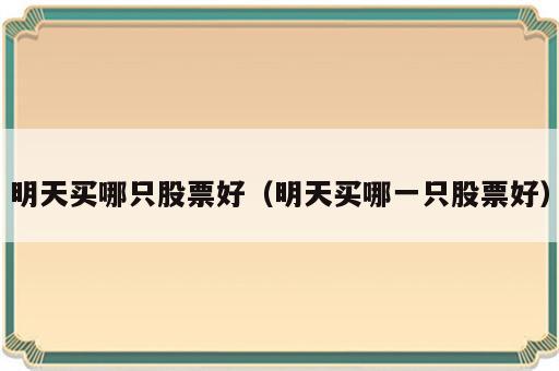 明天买哪只股票好（明天买哪一只股票好）