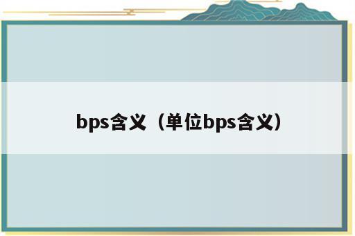bps含义（单位bps含义）