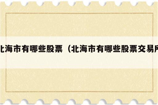 北海市有哪些股票（北海市有哪些股票交易所）