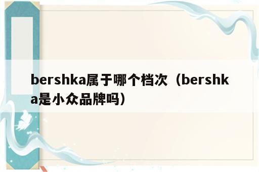 bershka属于哪个档次（bershka是小众品牌吗）