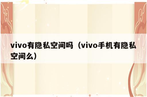 vivo有隐私空间吗（vivo手机有隐私空间么）