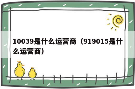 10039是什么运营商（919015是什么运营商）