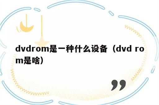 dvdrom是一种什么设备（dvd rom是啥）