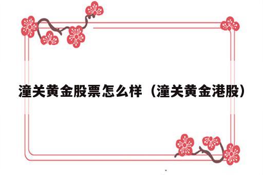 潼关黄金股票怎么样（潼关黄金港股）