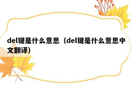 del键是什么意思（del键是什么意思中文翻译）