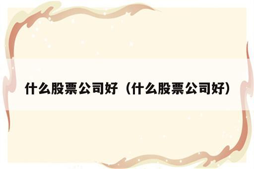 什么股票公司好（什么股票公司好）