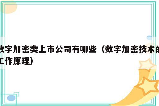 数字加密类上市公司有哪些（数字加密技术的工作原理）