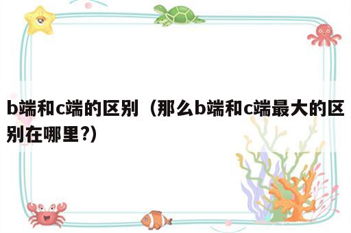 b端和c端的区别（那么b端和c端最大的区别在哪里?）