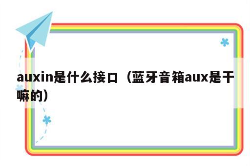 auxin是什么接口（蓝牙音箱aux是干嘛的）