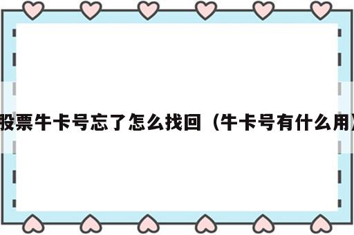 股票牛卡号忘了怎么找回（牛卡号有什么用）