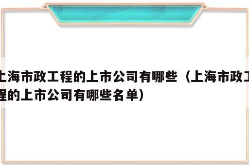 上海市政工程的上市公司有哪些（上海市政工程的上市公司有哪些名单）