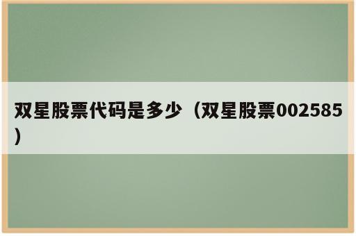 双星股票代码是多少（双星股票002585）