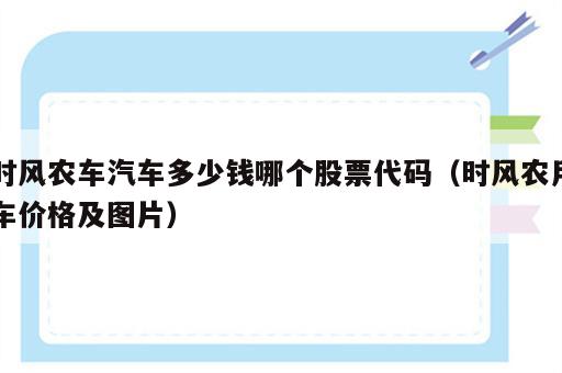 时风农车汽车多少钱哪个股票代码（时风农用车价格及图片）