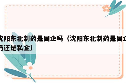 沈阳东北制药是国企吗（沈阳东北制药是国企吗还是私企）