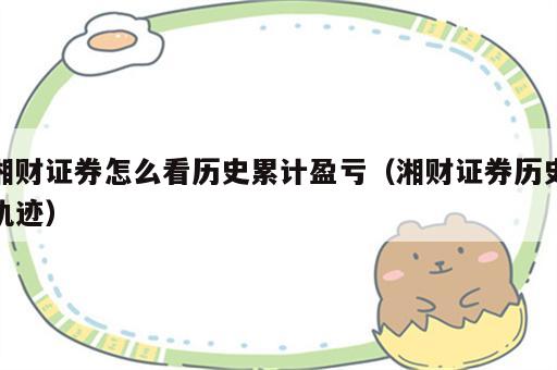 湘财证券怎么看历史累计盈亏（湘财证券历史轨迹）