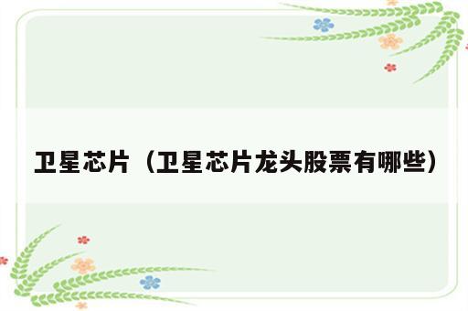 卫星芯片（卫星芯片龙头股票有哪些）
