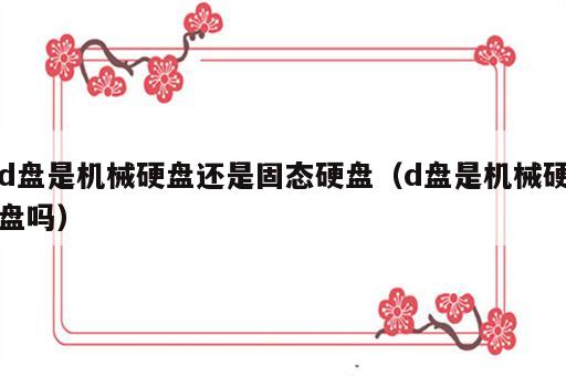 d盘是机械硬盘还是固态硬盘（d盘是机械硬盘吗）