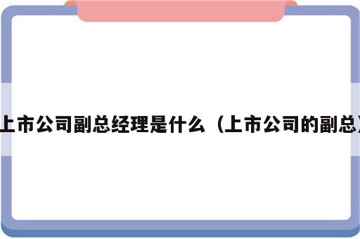 上市公司副总经理是什么（上市公司的副总）