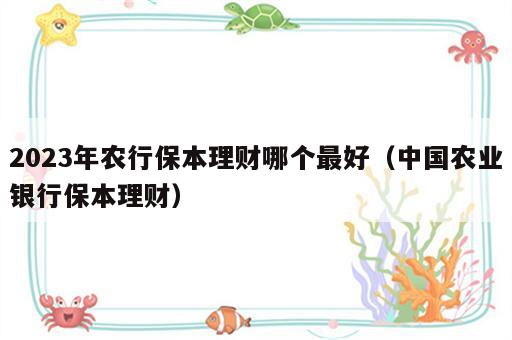 2023年农行保本理财哪个最好（中国农业银行保本理财）