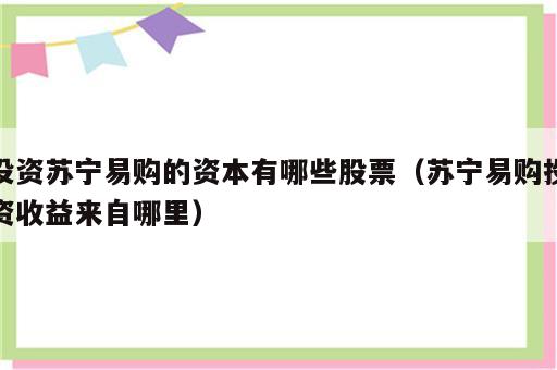 投资苏宁易购的资本有哪些股票（苏宁易购投资收益来自哪里）