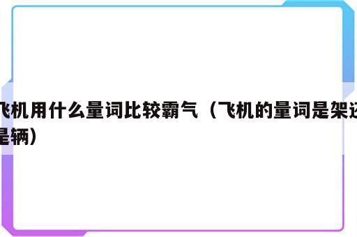 飞机用什么量词比较霸气（飞机的量词是架还是辆）