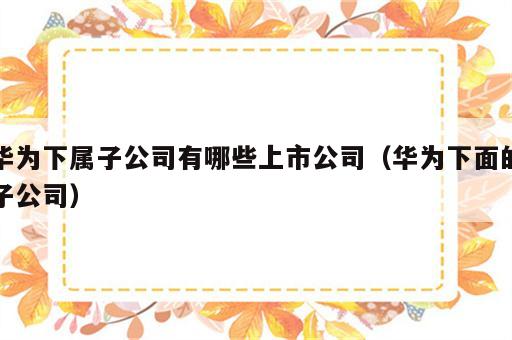 华为下属子公司有哪些上市公司（华为下面的子公司）