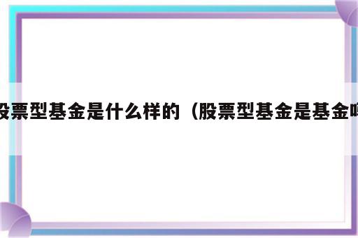 股票型基金是什么样的（股票型基金是基金吗）