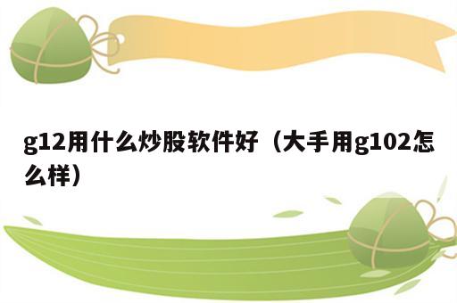 g12用什么炒股软件好（大手用g102怎么样）