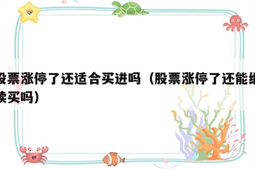 股票涨停了还适合买进吗（股票涨停了还能继续买吗）