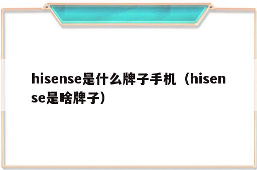 hisense是什么牌子手机（hisense是啥牌子）