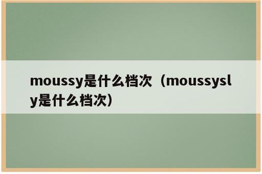moussy是什么档次（moussysly是什么档次）
