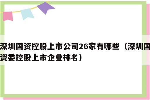 深圳国资控股上市公司26家有哪些（深圳国资委控股上市企业排名）