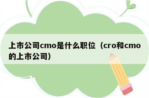 上市公司cmo是什么职位（cro和cmo的上市公司）