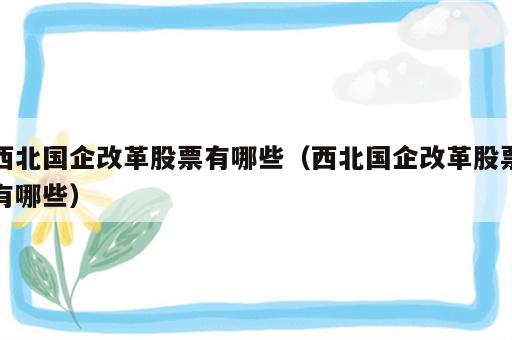 西北国企改革股票有哪些（西北国企改革股票有哪些）