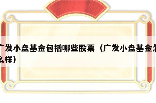 广发小盘基金包括哪些股票（广发小盘基金怎么样）