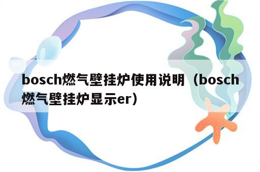 bosch燃气壁挂炉使用说明（bosch燃气壁挂炉显示er）