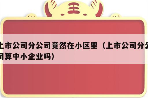 上市公司分公司竟然在小区里（上市公司分公司算中小企业吗）