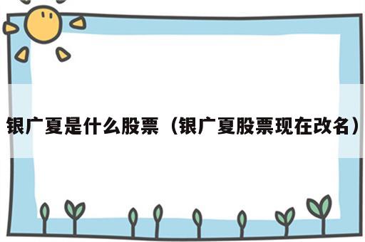 银广夏是什么股票（银广夏股票现在改名）