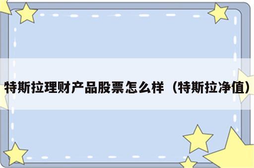 特斯拉理财产品股票怎么样（特斯拉净值）