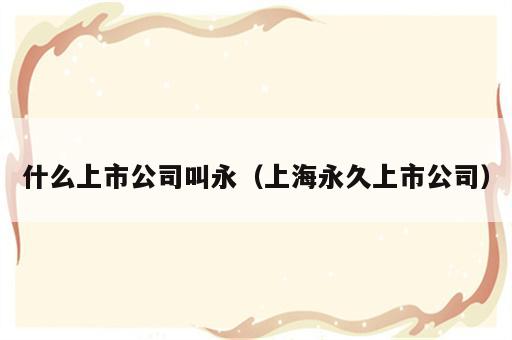 什么上市公司叫永（上海永久上市公司）