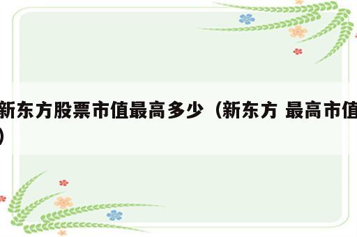 新东方股票市值最高多少（新东方 最高市值）